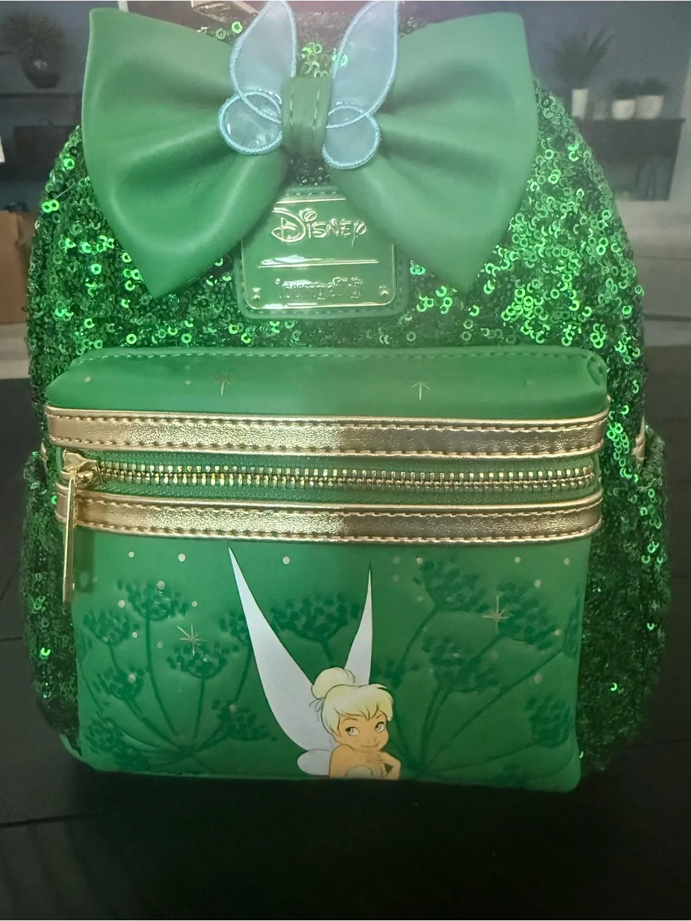 NWT Disney Tinker Bell Green Sequin Loungefly Backpack